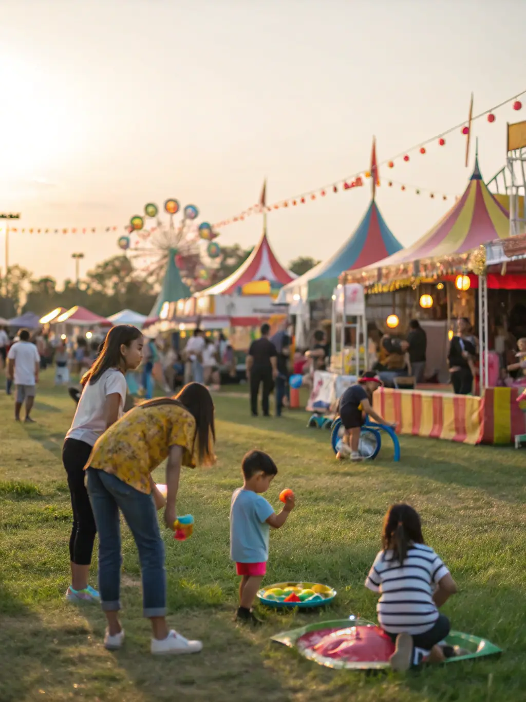 A vibrant image depicting a local festival organized by COMITE DES FETES DE LA TOURETTE, showcasing people of all ages enjoying traditional music, food stalls, and games in the town square.