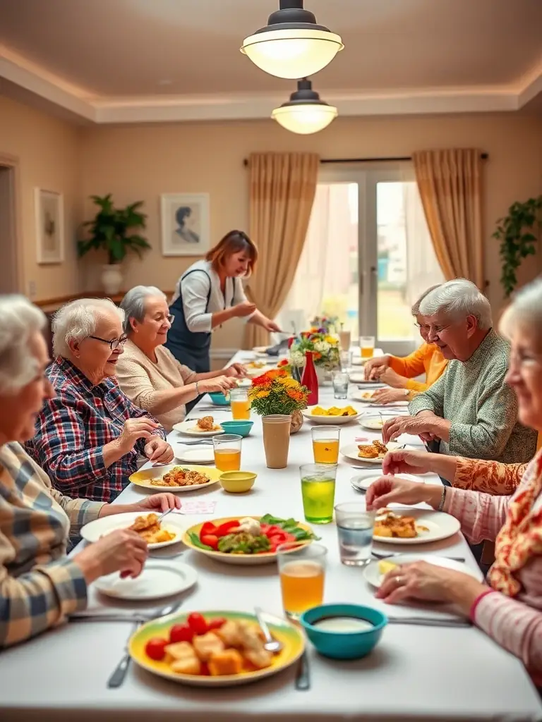 A heartwarming image of seniors participating in a holiday luncheon organized by COMITE DES FETES DE LA TOURETTE, emphasizing the organization's commitment to inclusivity and community support.